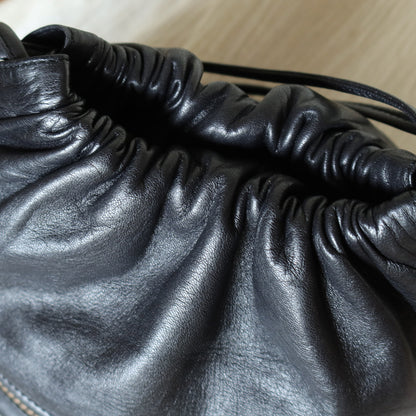 Loewe Vintage Black Leather Stitching Design Pochette Crossbody Bag