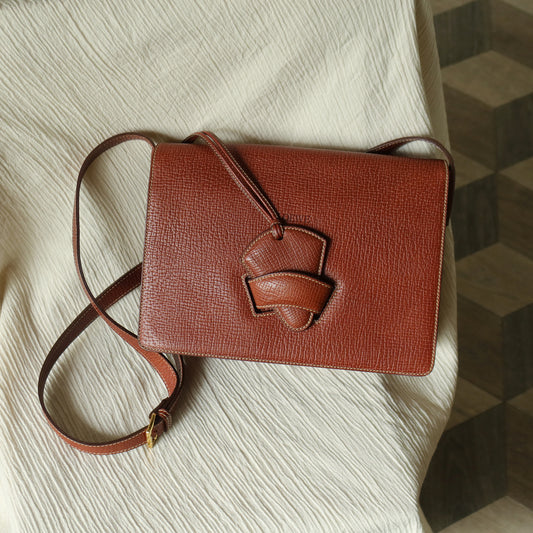 Loewe Vintage Caramel Brown Grained Calfskin Leather Barcelona Shoulder Bag