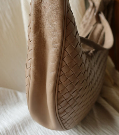 Bottega Veneta Vintage Brown Intrecciato Hobo Shoulder Bag
