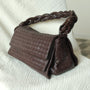 Bottega Veneta Vintage Dark Brown Intrecciato Twisted Strap Double Flap Shoulder Bag S2