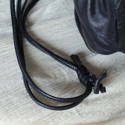 Loewe Vintage Black Leather Stitching Design Pochette Crossbody Bag
