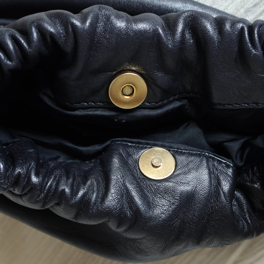 Loewe Vintage Black Leather Stitching Design Pochette Crossbody Bag