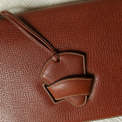 Loewe Vintage Caramel Brown Grained Calfskin Leather Barcelona Shoulder Bag