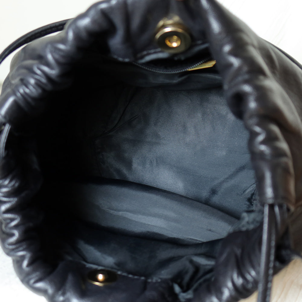 Loewe Vintage Black Leather Stitching Design Pochette Crossbody Bag