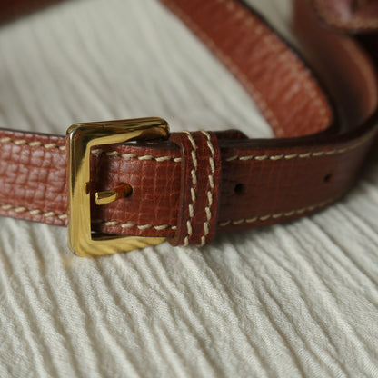 Loewe Vintage Caramel Brown Grained Calfskin Leather Barcelona Shoulder Bag