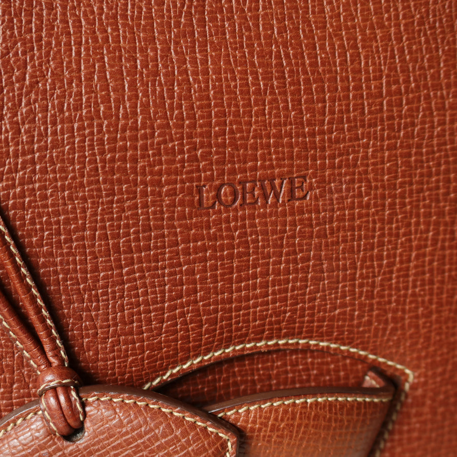 Loewe Vintage Caramel Brown Grained Calfskin Leather Barcelona Shoulder Bag