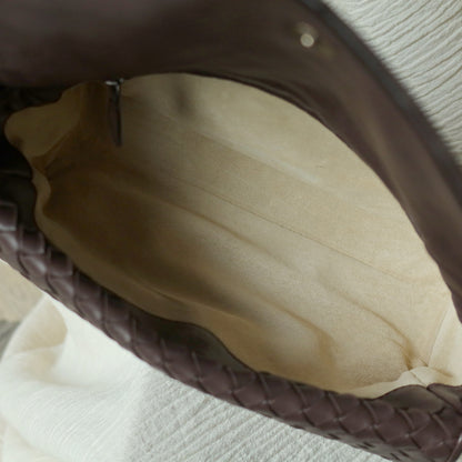 Bottega Veneta Vintage Dark Brown Intrecciato Twisted Strap Double Flap Shoulder Bag S2