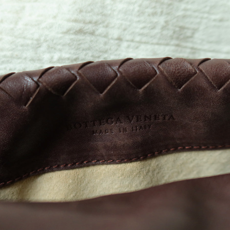 Bottega Veneta Vintage Dark Brown Intrecciato Twisted Strap Double Flap Shoulder Bag S2