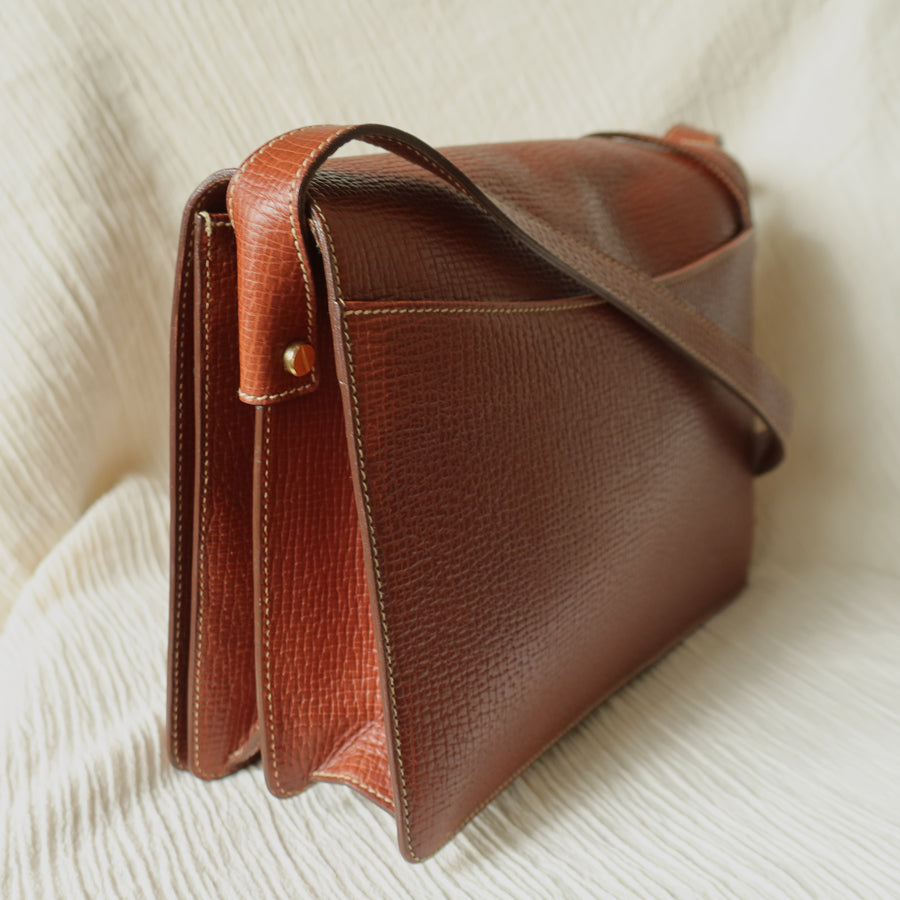 Loewe Vintage Caramel Brown Grained Calfskin Leather Barcelona Shoulder Bag
