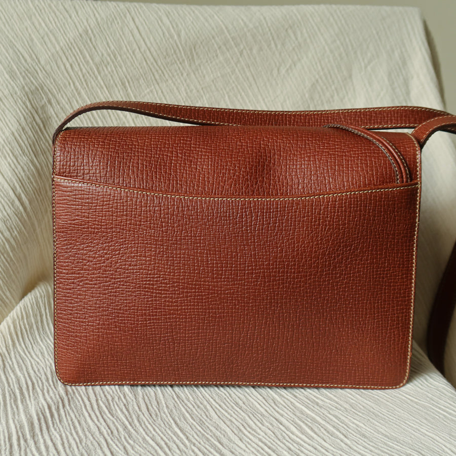 Loewe Vintage Caramel Brown Grained Calfskin Leather Barcelona Shoulder Bag