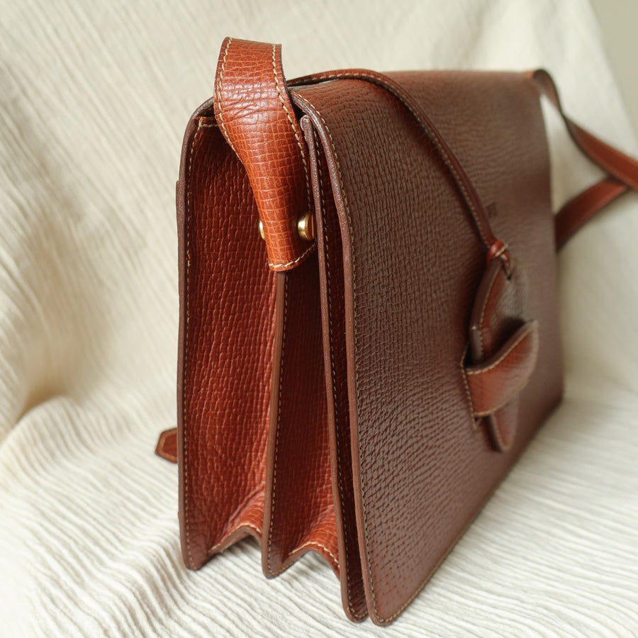 Loewe Vintage Caramel Brown Grained Calfskin Leather Barcelona Shoulder Bag
