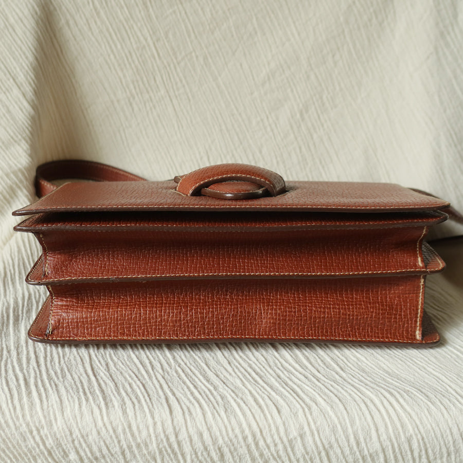 Loewe Vintage Caramel Brown Grained Calfskin Leather Barcelona Shoulder Bag