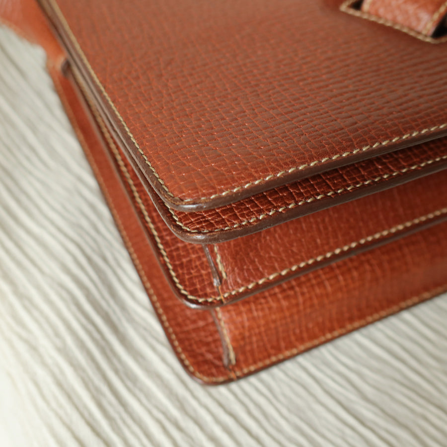 Loewe Vintage Caramel Brown Grained Calfskin Leather Barcelona Shoulder Bag