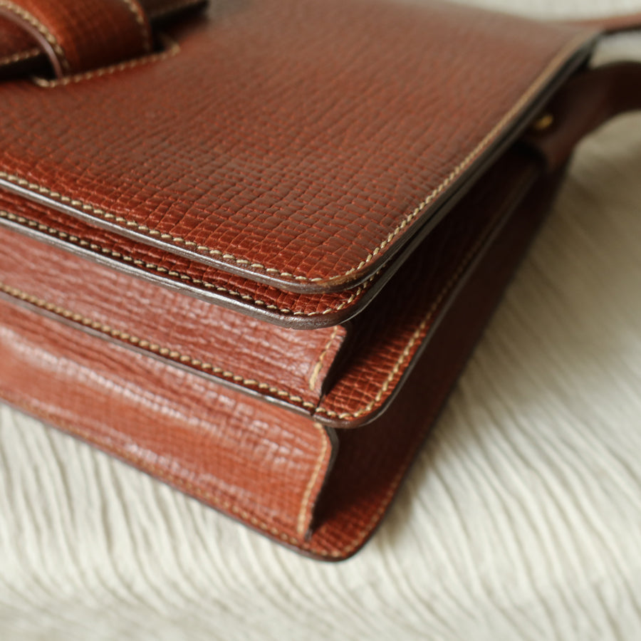 Loewe Vintage Caramel Brown Grained Calfskin Leather Barcelona Shoulder Bag