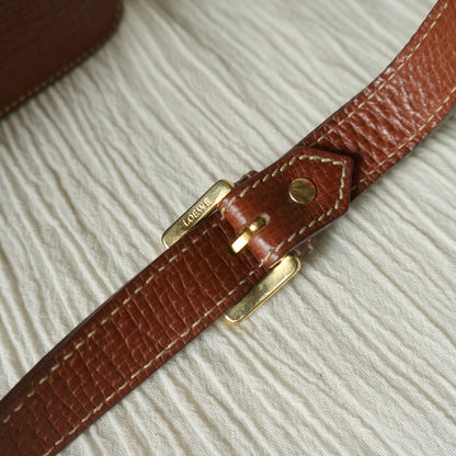 Loewe Vintage Caramel Brown Grained Calfskin Leather Barcelona Shoulder Bag