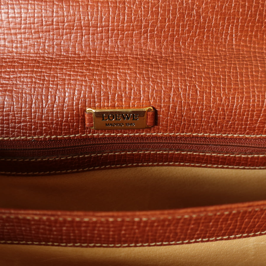 Loewe Vintage Caramel Brown Grained Calfskin Leather Barcelona Shoulder Bag