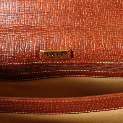 Loewe Vintage Caramel Brown Grained Calfskin Leather Barcelona Shoulder Bag