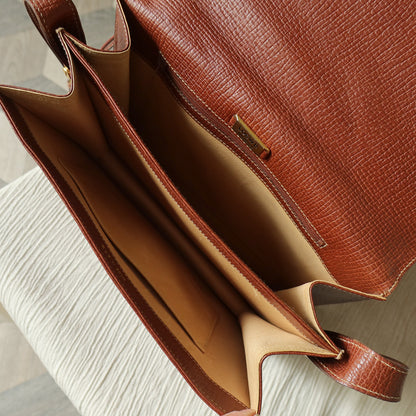 Loewe Vintage Caramel Brown Grained Calfskin Leather Barcelona Shoulder Bag