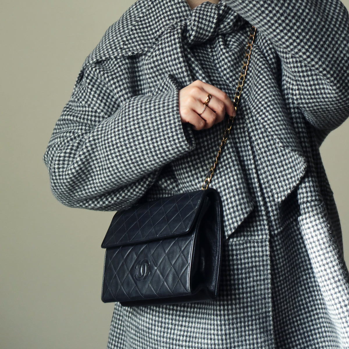 Chanel Vintage Black Lambskin Tassel Quilted CC mark 3way Classic Flap Bag