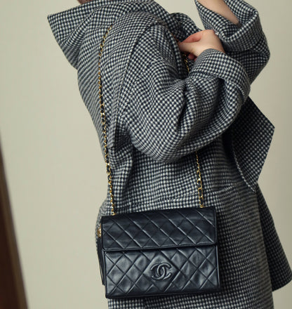 Chanel Vintage Black Lambskin Tassel Quilted CC mark 3way Classic Flap Bag