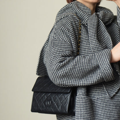 Chanel Vintage Black Lambskin Tassel Quilted CC mark 3way Classic Flap Bag