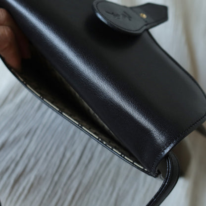 Yves Saint Laurent YSL Vintage Black Leather Quilted Gold Buckle Shoulder Flap bag