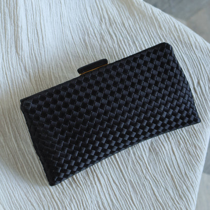 Rare Bottega Veneta Vintage Satin Intrecciato Kiss Lock Clutch 2 way Shoulder Bag