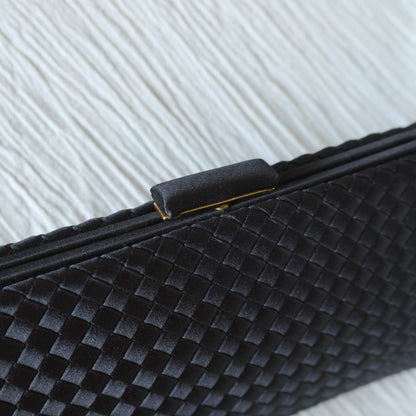 Rare Bottega Veneta Vintage Satin Intrecciato Kiss Lock Clutch 2 way Shoulder Bag