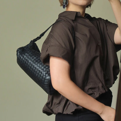 Bottega Veneta Vintage Black Intrecciato Leather Rhombus Shoulder Bag