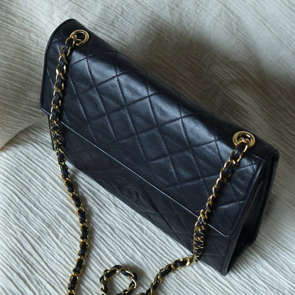 Chanel Vintage Black Lambskin Tassel Quilted CC mark 3way Classic Flap Bag