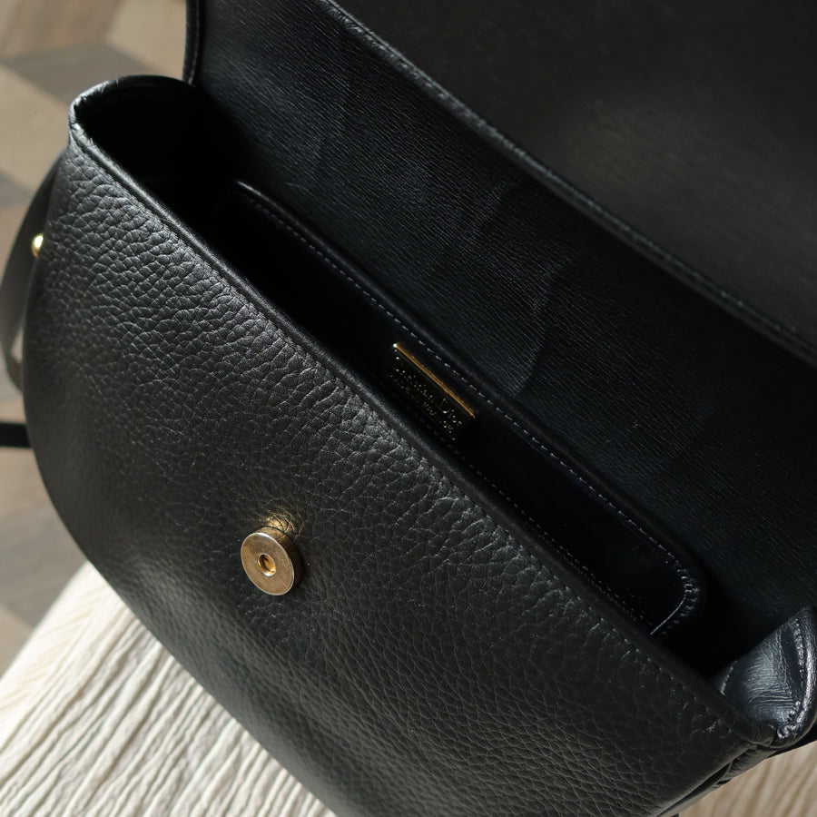 Christian Dior Vintage Mixed Black Leather Flap Crossbody Bag