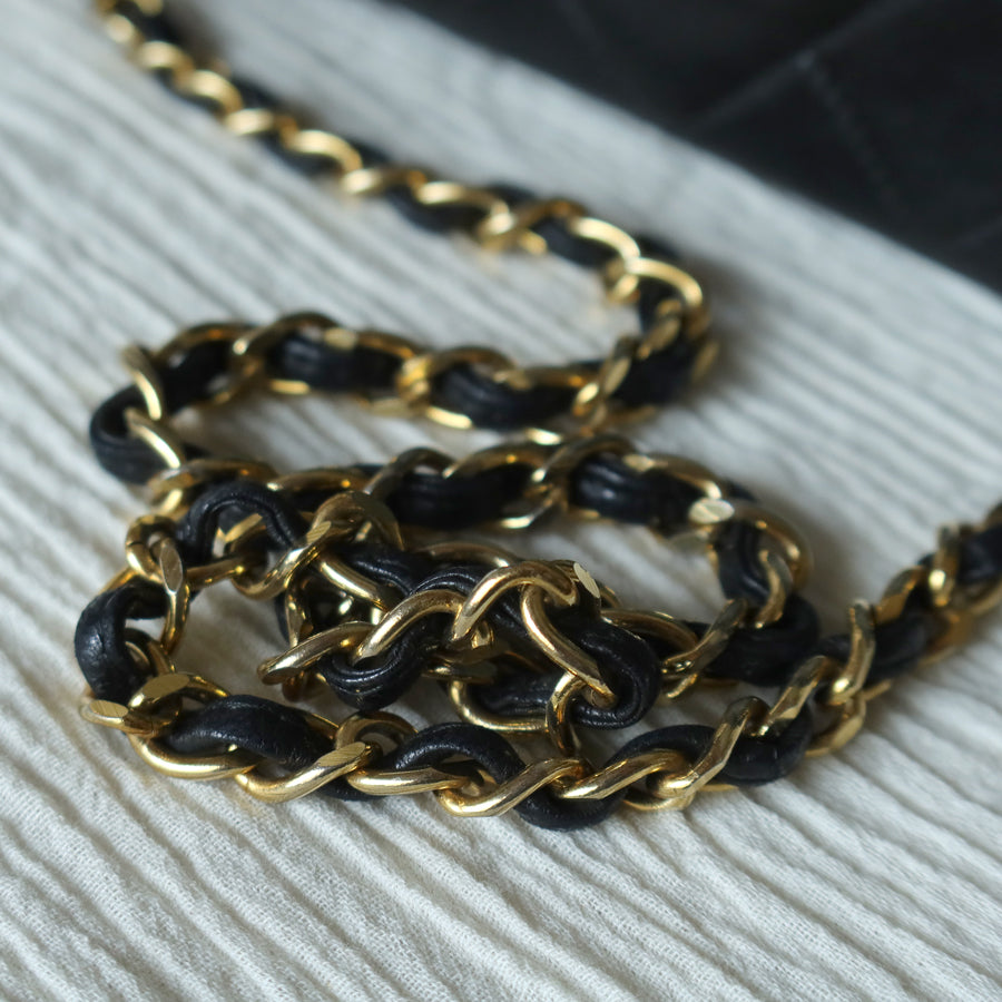 Chanel Vintage Black Lambskin Tassel Quilted CC mark 3way Classic Flap Bag