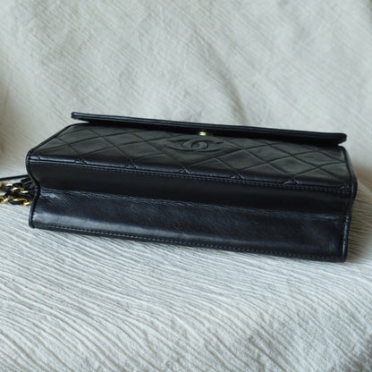 Chanel Vintage Black Lambskin Tassel Quilted CC mark 3way Classic Flap Bag