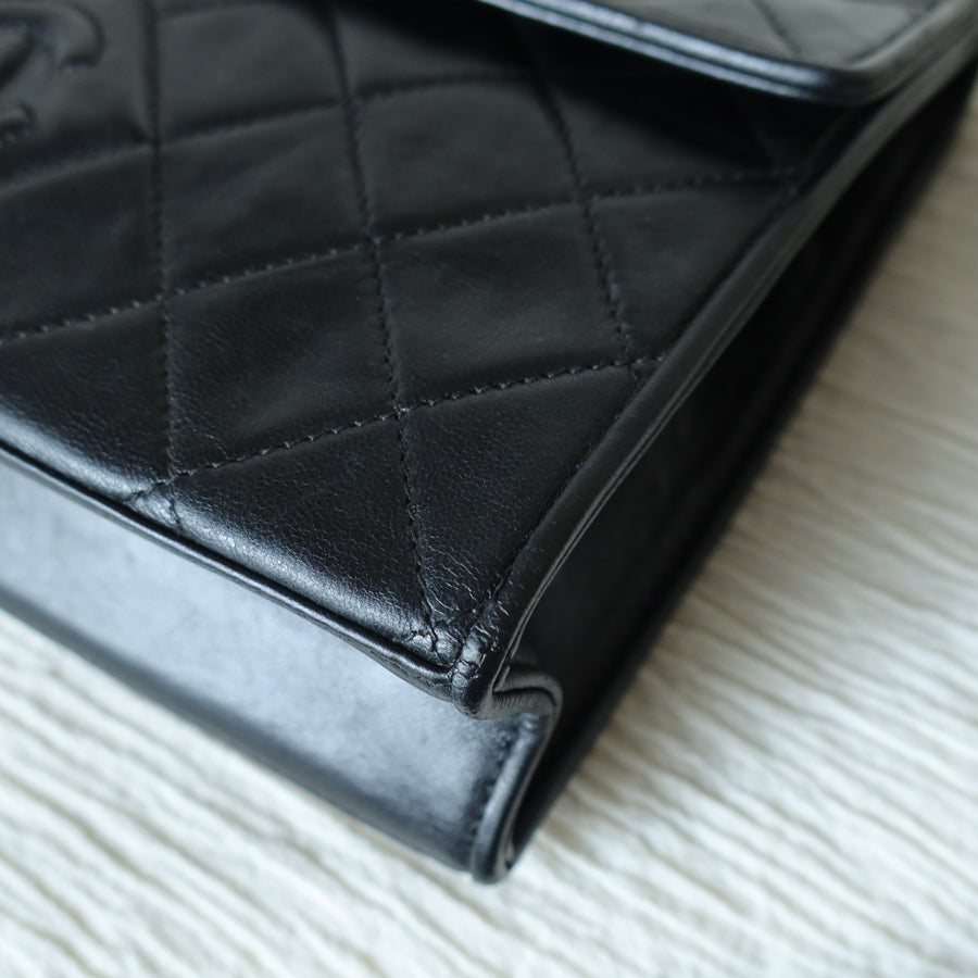 Chanel Vintage Black Lambskin Tassel Quilted CC mark 3way Classic Flap Bag