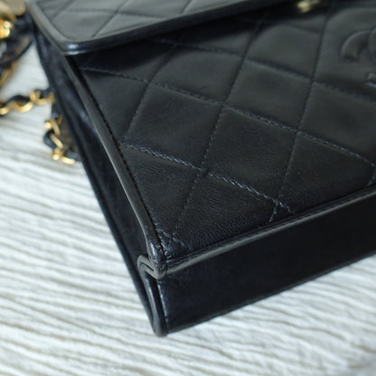 Chanel Vintage Black Lambskin Tassel Quilted CC mark 3way Classic Flap Bag