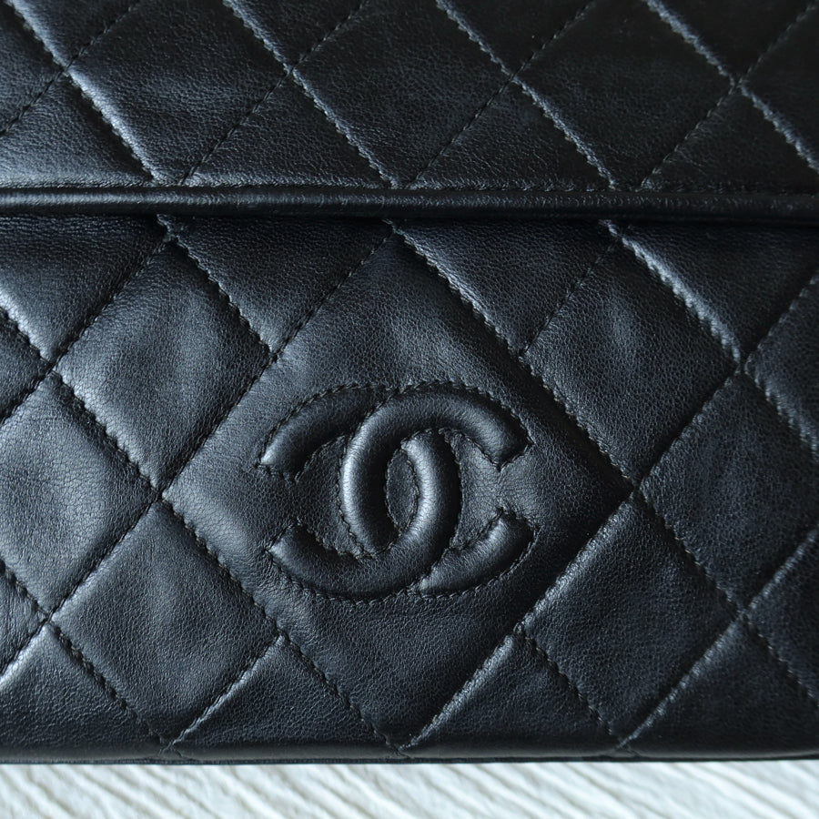 Chanel Vintage Black Lambskin Tassel Quilted CC mark 3way Classic Flap Bag