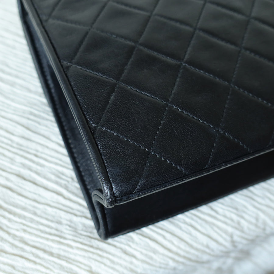 Chanel Vintage Black Lambskin Tassel Quilted CC mark 3way Classic Flap Bag