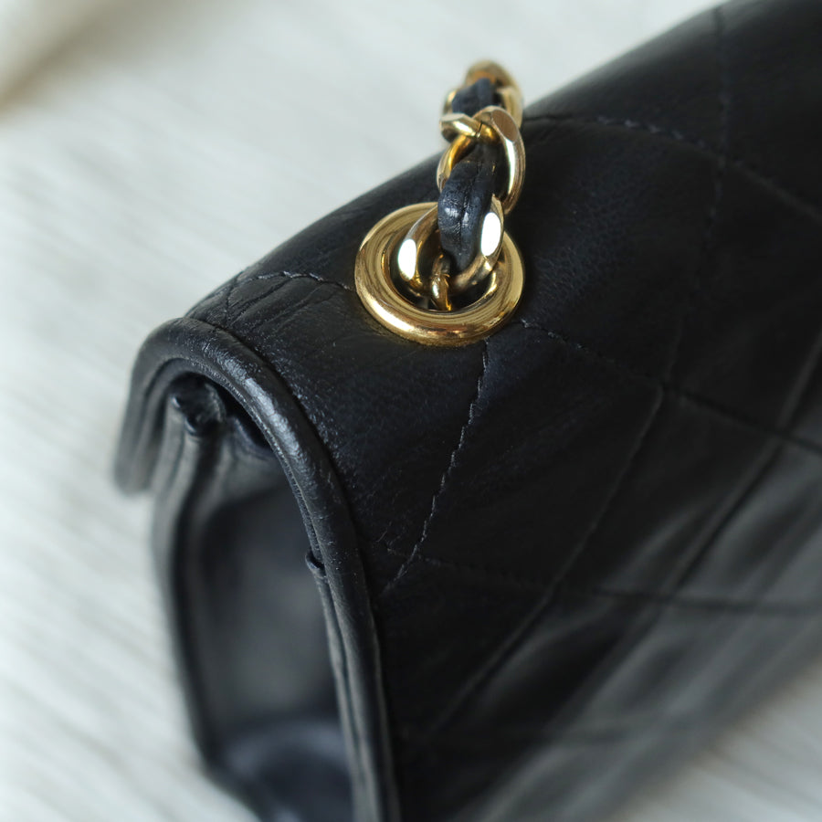 Chanel Vintage Black Lambskin Tassel Quilted CC mark 3way Classic Flap Bag