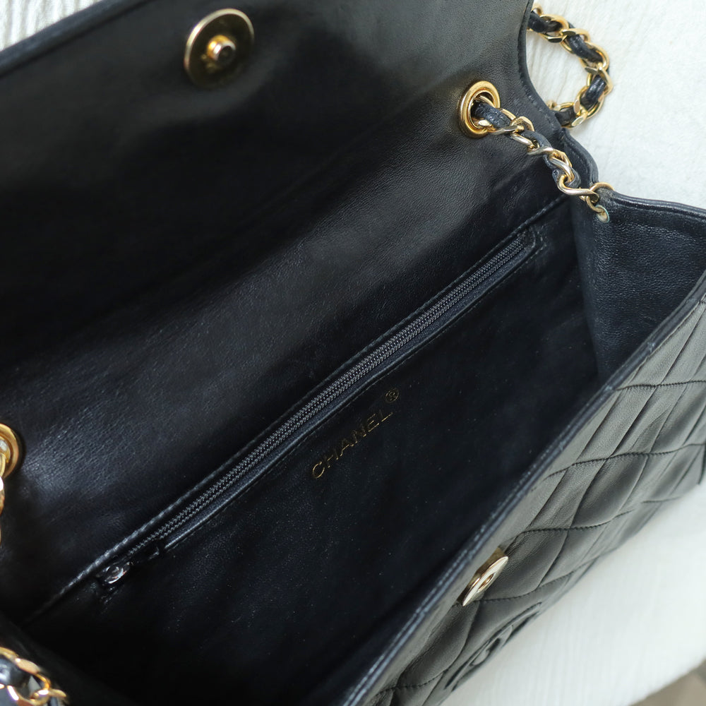 Chanel Vintage Black Lambskin Tassel Quilted CC mark 3way Classic Flap Bag