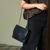 Chanel Vintage Black Lambskin Matelasse CC mark Diamond Quilted Flap Bag