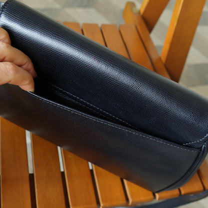 Celine Vintage Black Leather Celine Ring Logo Crossbody Shoulder Bag