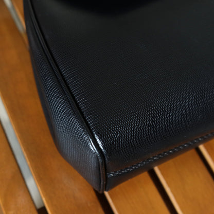 Celine Vintage Black Leather Celine Ring Logo Crossbody Shoulder Bag