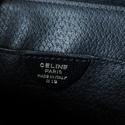 Celine Vintage Black Leather Celine Ring Logo Crossbody Shoulder Bag