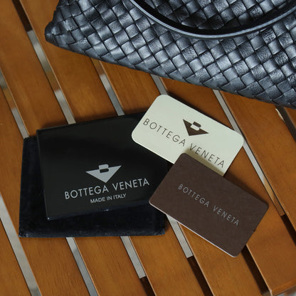 Bottega Veneta Vintage Black Leather Intrecciato Weave Top Handle Bag