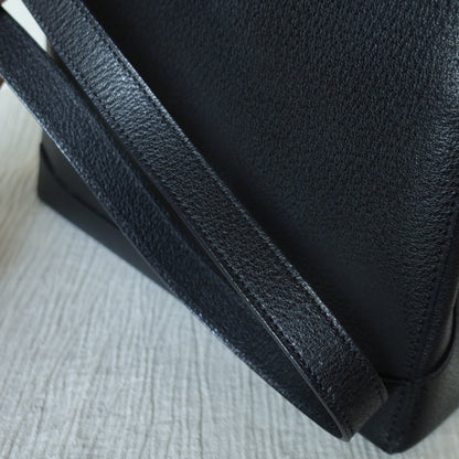 Celine Vintage Black Gold Turn lock Top Handle 2way Shoulder Flap Bag