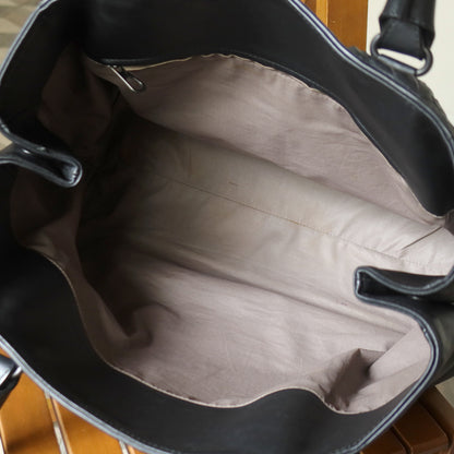 Bottega Veneta Vintage Black Intrecciato Rolled Handle Large Shoulder Tote Bag
