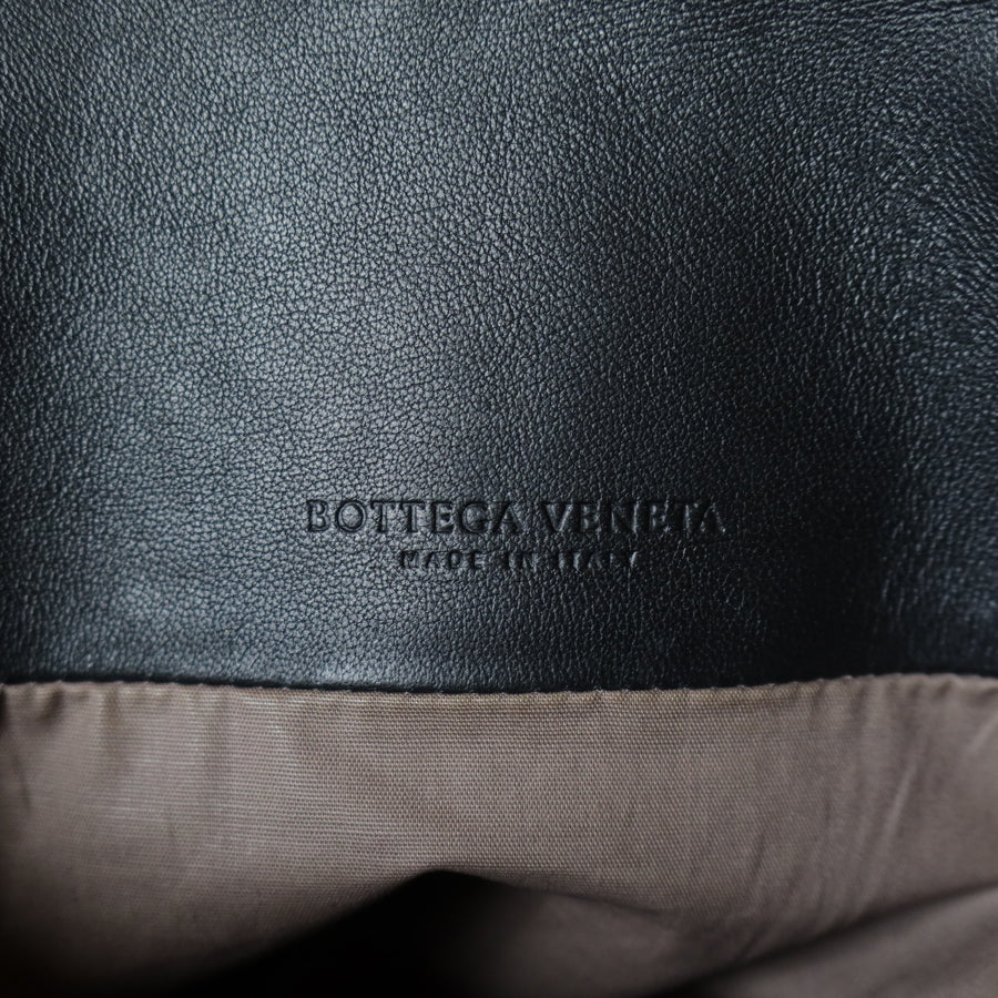Bottega Veneta Vintage Black Intrecciato Rolled Handle Large Shoulder Tote Bag