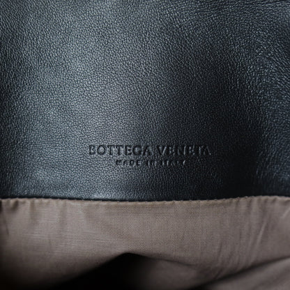 Bottega Veneta Vintage Black Intrecciato Rolled Handle Large Shoulder Tote Bag