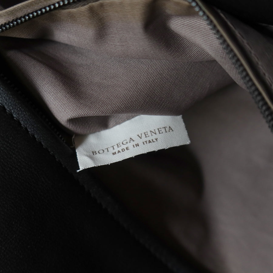 Bottega Veneta Vintage Black Intrecciato Rolled Handle Large Shoulder Tote Bag