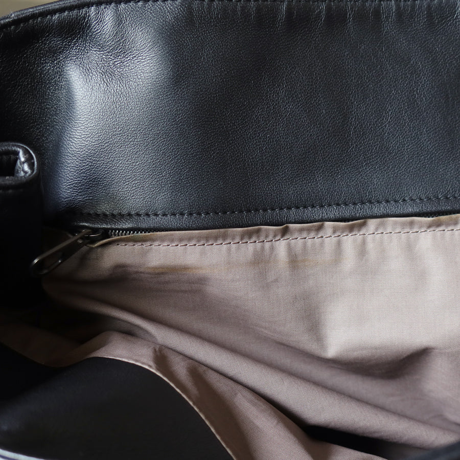 Bottega Veneta Vintage Black Intrecciato Rolled Handle Large Shoulder Tote Bag